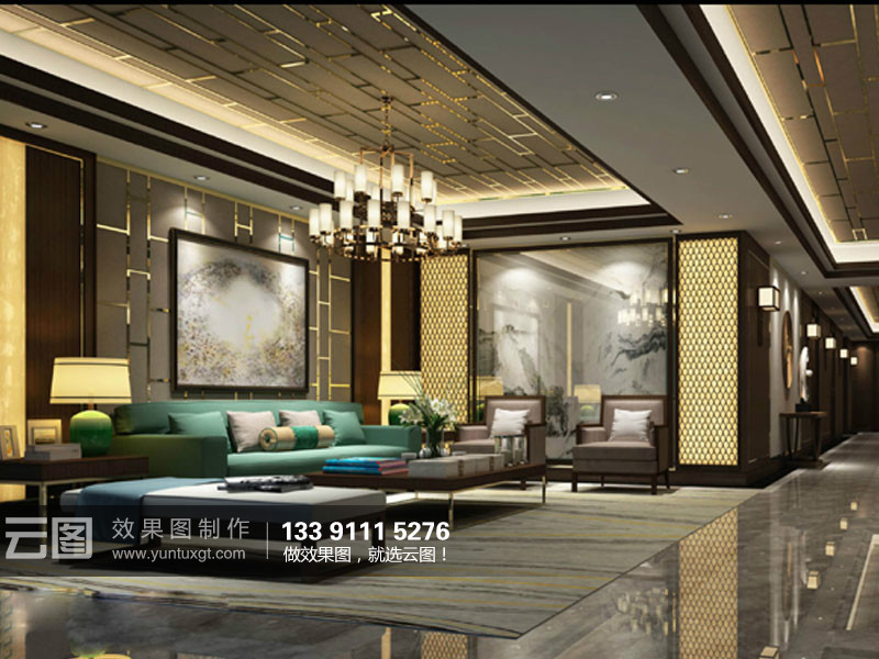 新中式-会客厅空间设计